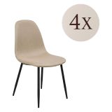 Set di Sedie Beige Nero 4 Sedie Imbottito, Effetto Corda - Zambrone