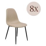 Set di Sedie Beige Nero 8 Sedie Imbottito, Effetto Corda - Zambrone