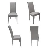 Set di Sedie Grigio 4 Sedie Imbottito, Effetto Laccato - Ferraris