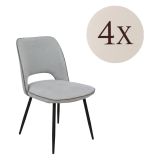 Set di Sedie Grigio Chiaro Nero 4 Sedie Imbottito, Sfumatura Colore Struttura Chiaro - Staffolo