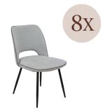 Set di Sedie Grigio Chiaro Nero 8 Sedie Imbottito, Sfumatura Colore Struttura Chiaro - Staffolo