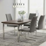 Set di Sedie Grigio Grigio 4 Sedie Imbottito, Materiale Struttura in Tessuto - Quintano