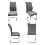 Set di Sedie Grigio Grigio 4 Sedie Imbottito, Materiale Struttura in Tessuto - Quintano
