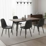 Set di Sedie Grigio Scuro Nero 4 Sedie Effetto Invecchiato, Imbottito - Ispani