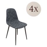 Set di Sedie Grigio Scuro Nero 4 Sedie Effetto Invecchiato, Imbottito - Ispani