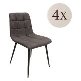 Set di Sedie Grigio Scuro Nero 4 Sedie Effetto Velluto, Imbottito - Osasco