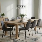 Set di Sedie Grigio Scuro Nero 8 Sedie Effetto Invecchiato, Imbottito - Ispani
