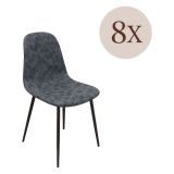 Set di Sedie Grigio Scuro Nero 8 Sedie Effetto Invecchiato, Imbottito - Ispani
