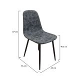 Set di Sedie Grigio Scuro Nero 8 Sedie Effetto Invecchiato, Imbottito - Ispani