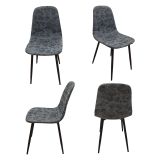 Set di Sedie Grigio Scuro Nero 8 Sedie Effetto Invecchiato, Imbottito - Ispani