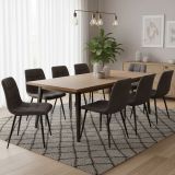 Set di Sedie Grigio Scuro Nero 8 Sedie Effetto Velluto, Imbottito - Osasco