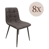 Set di Sedie Grigio Scuro Nero 8 Sedie Effetto Velluto, Imbottito - Osasco