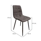 Set di Sedie Grigio Scuro Nero 8 Sedie Effetto Velluto, Imbottito - Osasco