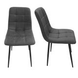 Set di Sedie Grigio Scuro Nero 8 Sedie Effetto Velluto, Imbottito - Osasco