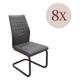 Set di Sedie Grigio Scuro Nero 8 Sedie Effetto Velluto, Imbottito - Quintano