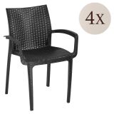 Set di Sedie Nero Antracite 4 Sedie Impilabile, Made in Italy - Buono