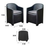 Set giardino economico 2 poltrone effetto liscio antracite - Artax