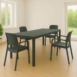 Set giardino tavolo estensibile10 posti e 4 sedie antracite - Cortanze