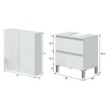 Set Mobili Bagno Bianco Lucido 2 Cassetti 2 Ripiani, 2 Ante - Capizzi