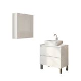 Set Mobili Bagno Bianco Lucido 2 Cassetti 2 Ripiani, 2 Ante - Capizzi