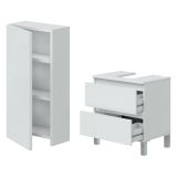 Set Mobili Bagno Bianco Lucido 2 Cassetti 2 Ripiani, Un'anta - Frisa