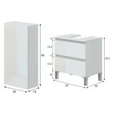 Set Mobili Bagno Bianco Lucido 2 Cassetti 2 Ripiani, Un'anta - Frisa
