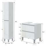 Set Mobili Bagno Bianco Lucido 2 Cassetti 4 Ripiani, 2 Ante - Formello