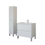 Set Mobili Bagno Bianco Lucido 2 Cassetti 4 Ripiani, 2 Ante - Formello