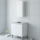 Set Mobili Bagno Bianco Lucido 3 Ripiani 3 Ante, 5 Vani - Vignola