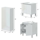 Set Mobili Bagno Bianco Lucido 3 Ripiani 3 Ante, 5 Vani - Vignola