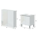 Set Mobili Bagno Bianco Lucido 3 Ripiani 4 Ante, 5 Vani - Gravina