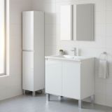 Set Mobili Bagno Bianco Lucido 5 Ripiani 4 Ante, 8 Vani - Vignolo