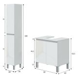 Set Mobili Bagno Bianco Lucido 5 Ripiani 4 Ante, 8 Vani - Vignolo