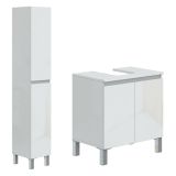 Set Mobili Bagno Bianco Lucido 5 Ripiani 4 Ante, 8 Vani - Vignolo