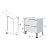 Set Mobili Bagno Bianco Lucido Specchio Incluso 2 Cassetti, 2 Ripiani - Gaiola