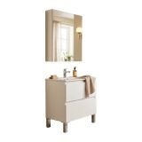 Set Mobili Bagno Bianco Lucido Specchio Incluso 2 Cassetti, 2 Ripiani - Tuscania
