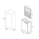 Set Mobili Bagno Bianco Lucido Specchio Incluso 2 Ripiani, 2 Ante - Casarano