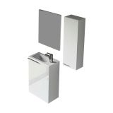 Set Mobili Bagno Bianco Lucido Specchio Incluso 2 Ripiani, 2 Ante - Casarano