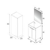 Set Mobili Bagno Bianco Lucido Specchio Incluso 2 Ripiani, 3 Ante - Fenile