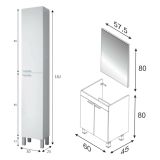 Set Mobili Bagno Bianco Lucido Specchio Incluso 2 Ripiani, 4 Ante - Dossena