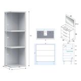 Set Mobili Bagno Bianco Lucido Specchio Incluso 3 Cassetti, 2 Ripiani - Sesto