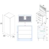 Set Mobili Bagno Bianco Lucido Specchio Incluso 3 Cassetti, un Ripiano - Tavoleto