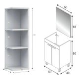 Set Mobili Bagno Bianco Lucido Specchio Incluso 3 Ripiani, 2 Ante - Furtei