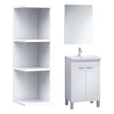 Set Mobili Bagno Bianco Lucido Specchio Incluso 3 Ripiani, 2 Ante - Furtei