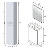 Set Mobili Bagno Bianco Lucido Specchio Incluso 3 Ripiani, 3 Ante - Caiolo