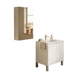 Set Mobili Bagno Bianco Lucido Specchio Incluso 3 Ripiani, 3 Ante - Gaiola