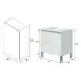 Set Mobili Bagno Bianco Lucido Specchio Incluso 3 Ripiani, 3 Ante - Gaiola