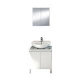 Set Mobili Bagno Bianco Lucido Specchio Incluso 3 Ripiani, 4 Ante - Vobbia