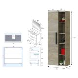 Set Mobili Bagno Marrone Quercia Specchio Incluso 3 Cassetti, 7 Ripiani - Rosate