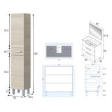 Set Mobili Bagno Marrone Rovere Specchio Incluso 4 Cassetti, 2 Ripiani - Nomaglio
